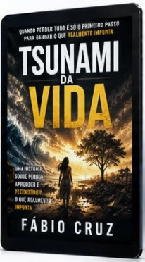 Capa oficial do e-book Tsunami da Vida, livro 1, exibida em um dispositivo de leitura